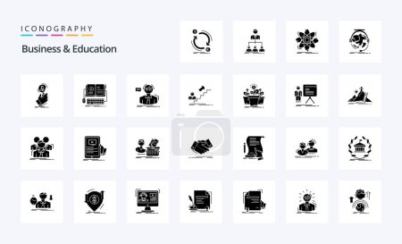 Téléchargez les illustrations : 25 Entreprise et éducation Solide pack icône Glyphe - en licence libre de droit
