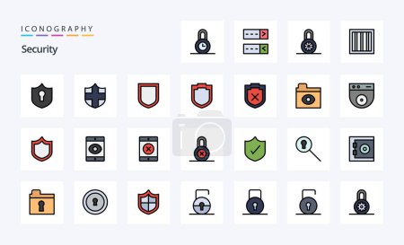 Ilustración de 25 Línea de seguridad relleno icono de estilo pack - Imagen libre de derechos