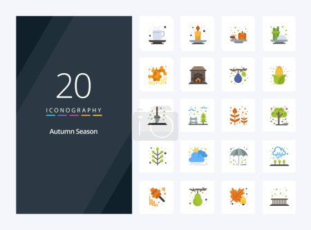 Illustration for 20 Autumn Flat Color icon for presentation - Royalty Free Image