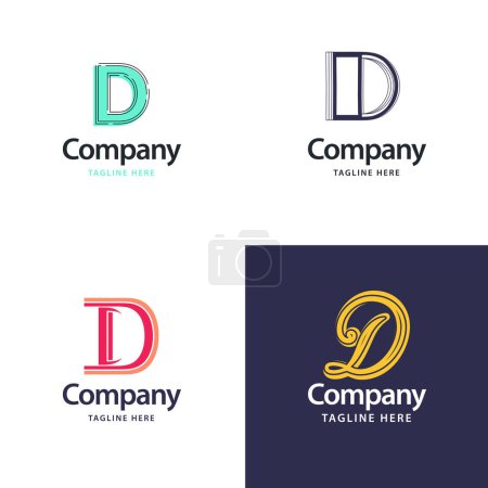 Téléchargez les illustrations : Lettre D Big Logo Pack Design Creative Design de logos modernes pour votre entreprise - en licence libre de droit