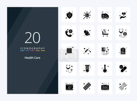 Ilustración de 20 Icono de glifo sólido de atención médica para presentación - Imagen libre de derechos