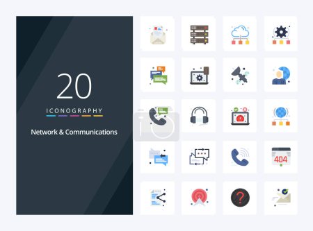 Ilustración de 20 icono de red y comunicaciones de color plano para la presentación - Imagen libre de derechos
