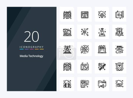Ilustración de 20 Tecnología de medios Icono del esquema para la presentación - Imagen libre de derechos