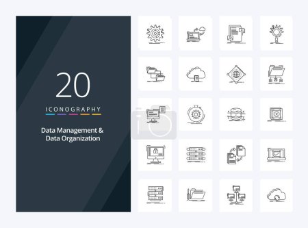 Téléchargez les illustrations : 20 Gestion des données et organisation des données Icône de présentation - en licence libre de droit