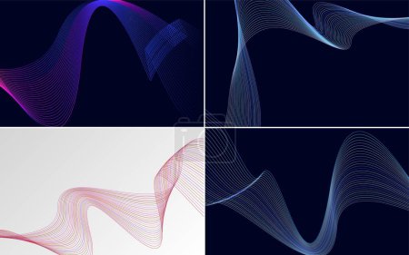 Illustration for Our pack of 4 vector backgrounds includes geometric and wave patterns - Royalty Free Image