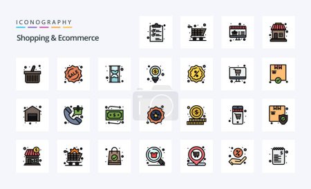 Ilustración de 25 Compras Línea de comercio electrónico relleno icono de estilo pack - Imagen libre de derechos