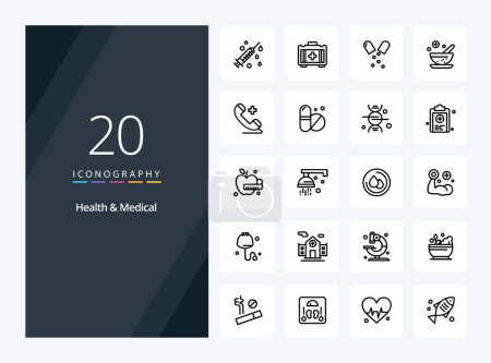 Illustration for 20 Health And Medical Outline icon for presentation - Royalty Free Image