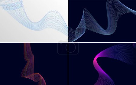 Illustration for Our set of 4 vector backgrounds includes abstract waving lines and wave patterns - Royalty Free Image