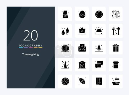 Illustration for 20 Thanks Giving Solid Glyph icon for presentation - Royalty Free Image