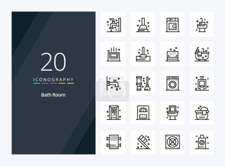 Téléchargez les illustrations : 20 icône de contour de salle de bain pour la présentation - en licence libre de droit