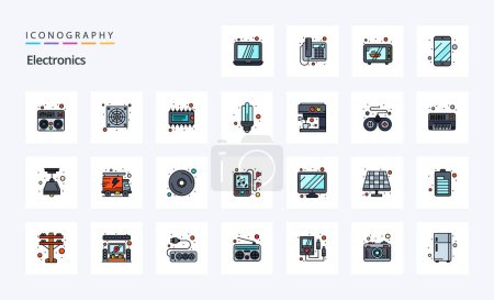 Illustration for 25 Electronics Line Filled Style icon pack - Royalty Free Image
