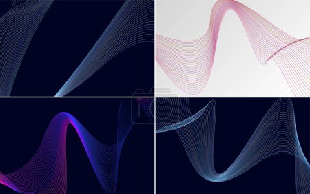 Illustration for Add depth to your design with this set of 4 waving line vector backgrounds - Royalty Free Image