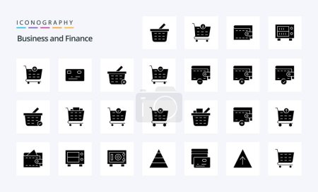 Ilustración de Paquete de iconos de glifos sólidos de 25 finanzas - Imagen libre de derechos
