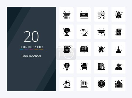 Illustration for 20 Back To School Solid Glyph icon for presentation - Royalty Free Image