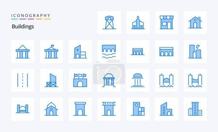 Ilustración de 25 Edificios Paquete icono azul - Imagen libre de derechos