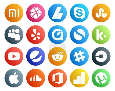 Ilustración de 20 Paquete de iconos de redes sociales Incluyendo chat. reddit. ¡Grita! pepsi. youtube - Imagen libre de derechos
