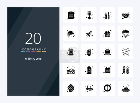 Illustration for 20 Military War Solid Glyph icon for presentation - Royalty Free Image