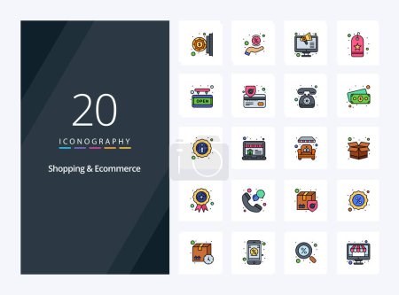 Illustration for 20 Shopping And Ecommerce line Filled icon for presentation - Royalty Free Image