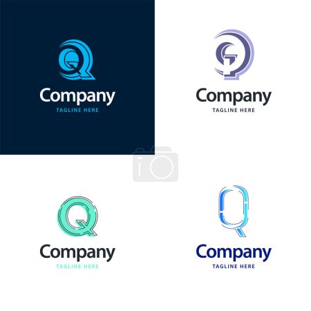 Téléchargez les illustrations : Lettre Q Big Logo Pack Design Creative Design de logos modernes pour votre entreprise - en licence libre de droit