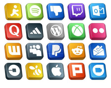 Ilustración de 20 Paquete de iconos de redes sociales Incluyendo uber. reddit. wordpress. paypal. wattpad - Imagen libre de derechos