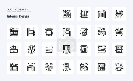 Téléchargez les illustrations : Pack d'icônes 25 Interior Design Line - en licence libre de droit