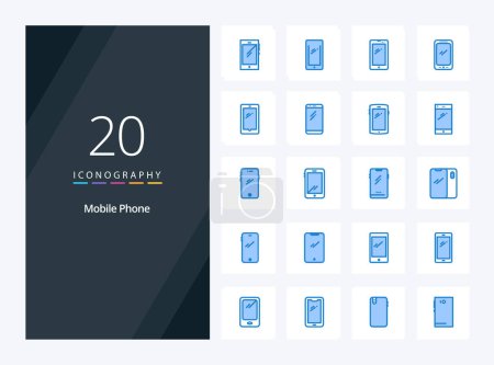 Illustration for 20 Mobile Phone Blue Color icon for presentation - Royalty Free Image