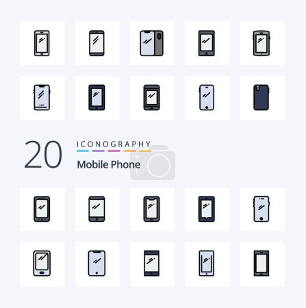 Illustration for 20 Mobile Phone Line Filled Color icon Pack like   android - Royalty Free Image