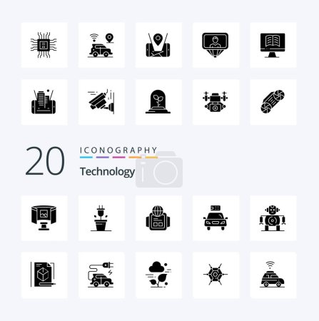 Téléchargez les illustrations : 20 Technologie Glyphe solide icône Pack comme la technologie cnc puissance de la montre électrique - en licence libre de droit