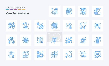 Illustration for 25 Virus Transmission Blue icon pack - Royalty Free Image