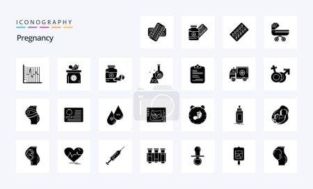 Illustration for 25 Pregnancy Solid Glyph icon pack - Royalty Free Image