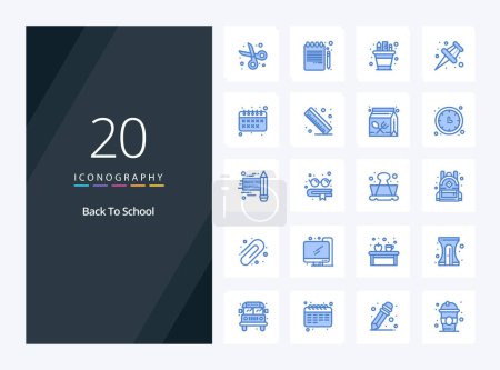 Illustration for 20 Back To School Blue Color icon for presentation - Royalty Free Image
