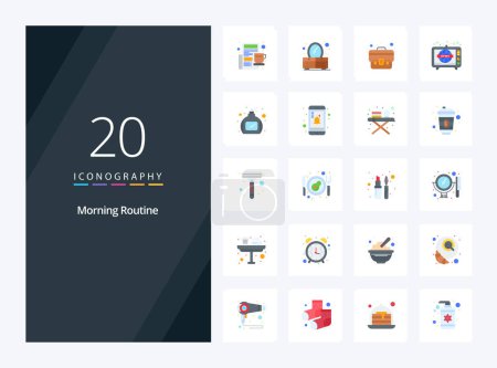 Illustration for 20 Morning Routine Flat Color icon for presentation - Royalty Free Image