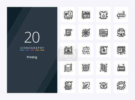 Illustration for 20 Printing Outline icon for presentation - Royalty Free Image