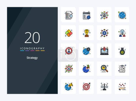 Illustration for 20 Strategy line Filled icon for presentation - Royalty Free Image