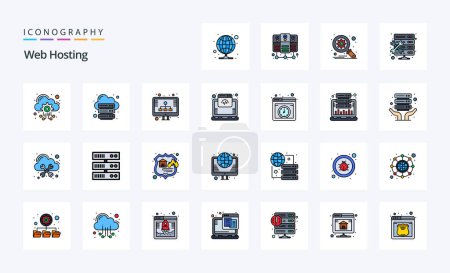 Illustration for 25 Web Hosting Line Filled Style icon pack - Royalty Free Image