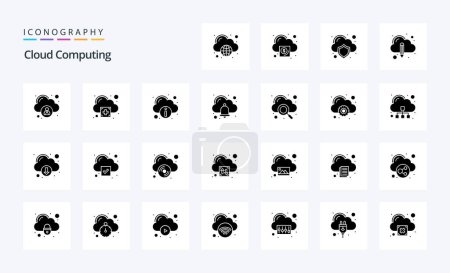 Illustration for 25 Cloud Computing Solid Glyph icon pack - Royalty Free Image