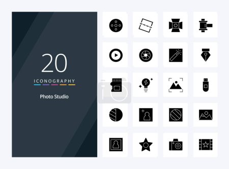 Illustration for 20 Photo Studio Solid Glyph icon for presentation - Royalty Free Image