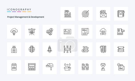 Téléchargez les illustrations : Pack d'icônes 25 Project Management And Development Line - en licence libre de droit