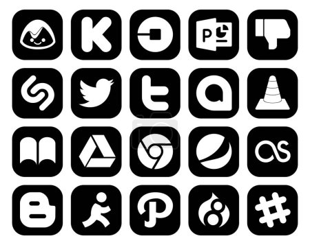 Ilustración de 20 Paquete de iconos de redes sociales incluyendo pepsi. google drive. twitter. ibooks. medios de comunicación - Imagen libre de derechos