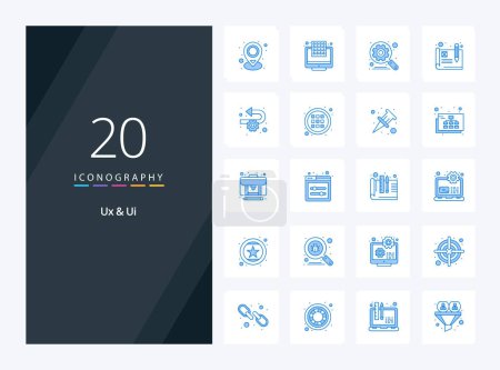 Illustration for 20 Ux And Ui Blue Color icon for presentation - Royalty Free Image