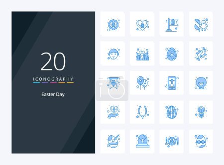 Ilustración de 20 icono de color azul de Pascua para la presentación - Imagen libre de derechos