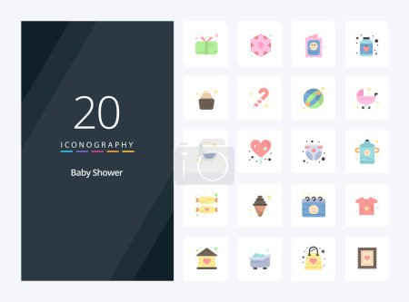 Téléchargez les illustrations : 20 icône de couleur plate de douche de bébé pour la présentation - en licence libre de droit
