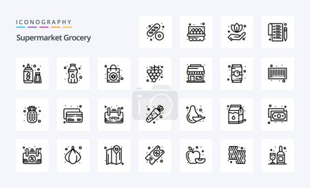 Ilustración de 25 Paquete de iconos de Grocery Line - Imagen libre de derechos