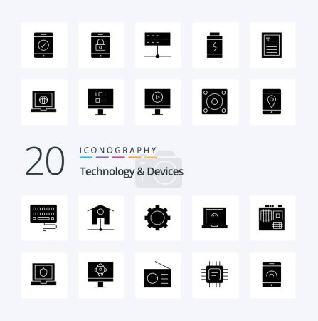 Illustration for 20 Devices Solid Glyph icon Pack like computer security technology laptop hardware - Royalty Free Image
