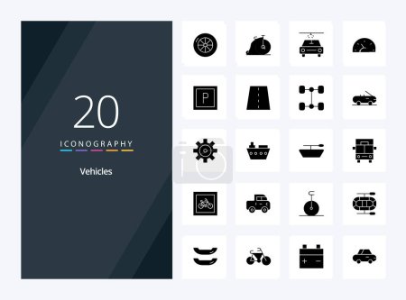 Illustration for 20 Vehicles Solid Glyph icon for presentation - Royalty Free Image