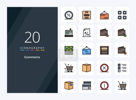 Illustration for 20 Ecommerce line Filled icon for presentation - Royalty Free Image