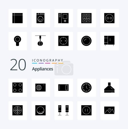 Illustration for 20 Appliances Solid Glyph icon Pack like kitchen extractor chopping time furniture - Royalty Free Image