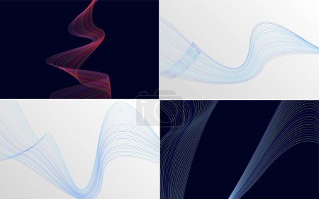 Illustration for Set of 4 geometric wave pattern backgrounds for your projects - Royalty Free Image