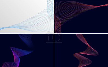 Ilustración de Curva de onda moderna vector abstracto paquete de fondo para un diseño elegante y elegante - Imagen libre de derechos