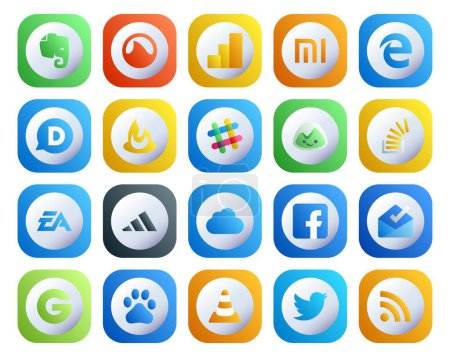 Ilustración de 20 Paquete de iconos de redes sociales incluyendo adidas. ea. charla. artes electrónicas. Existencias - Imagen libre de derechos
